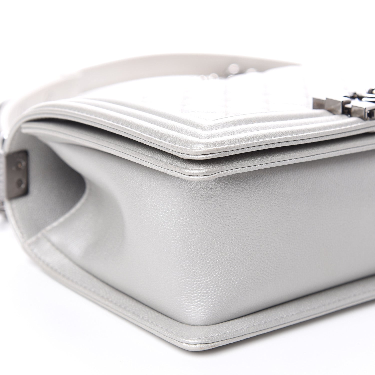 Chanel Metallic Caviar Quilted Medium Boy Flap Silver 8 of 10