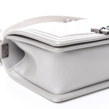 Chanel Metallic Caviar Quilted Medium Boy Flap Silver 8 of 10