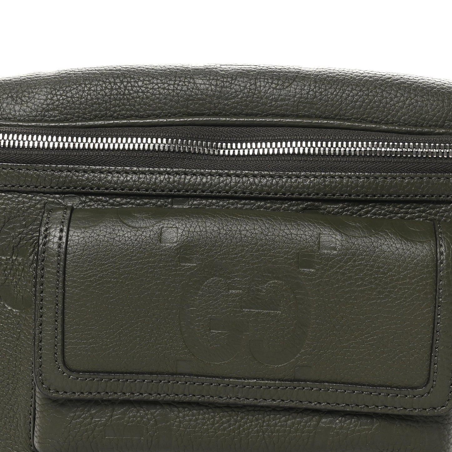 Piuma Calfskin Jumbo GG Embossed Pocket Belt Bag Dark Vintage Olive