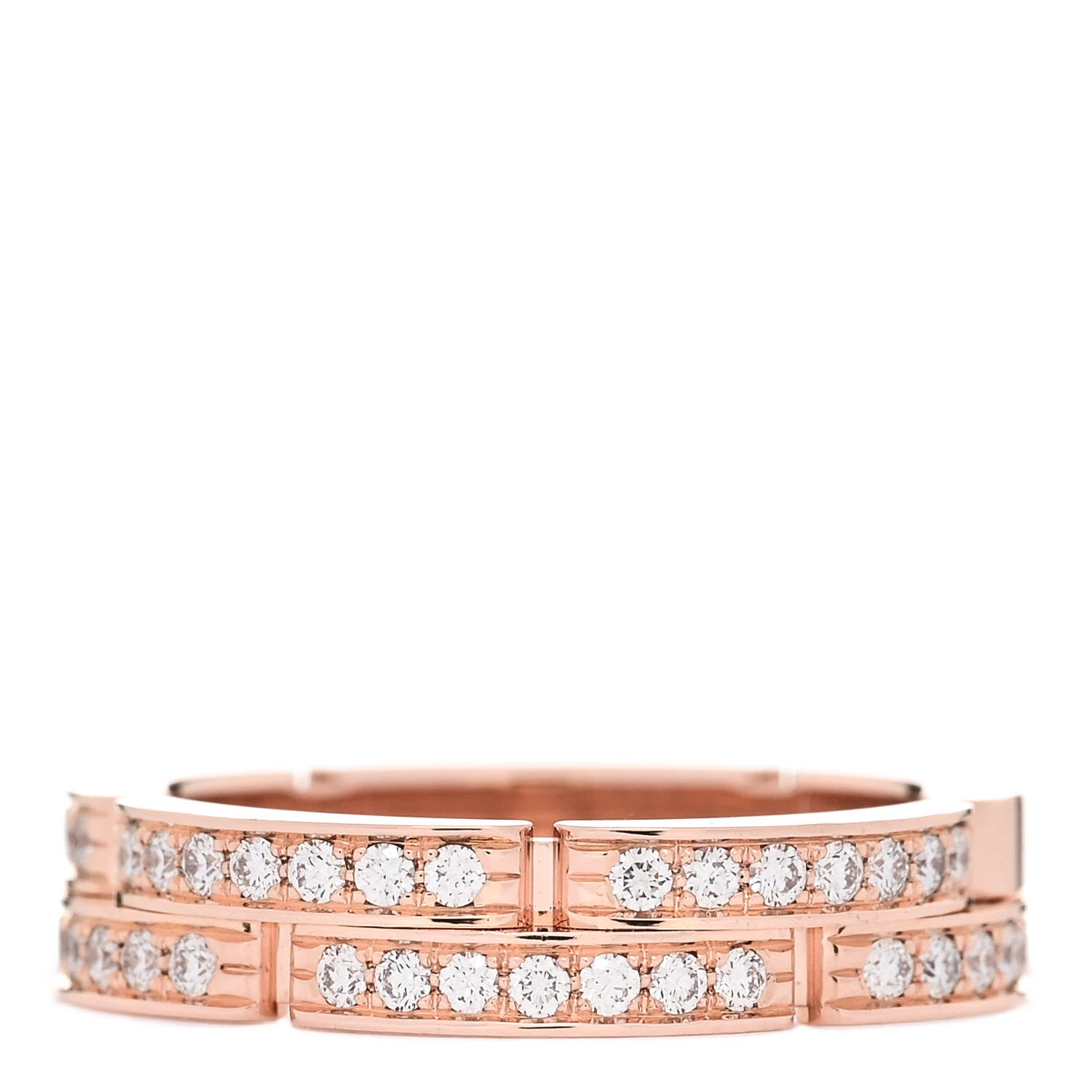Cartier 18K Pink Gold Diamond Maillon Panthere 2 Half Rows Ring 50 5.5 1 of 5