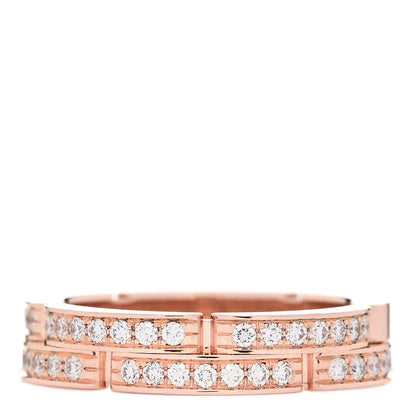 Cartier 18K Pink Gold Diamond Maillon Panthere 2 Half Rows Ring 50 5.5 1 of 5