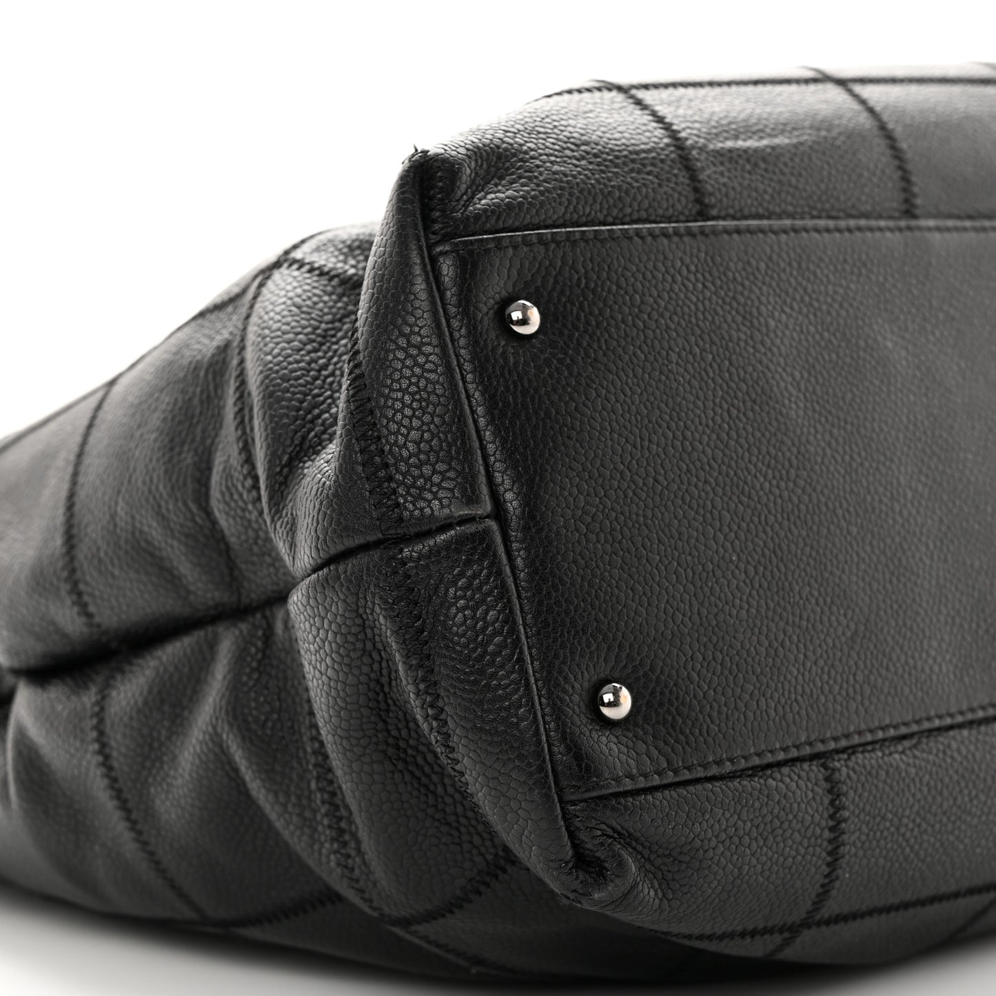 Caviar Square Stitched Large Tote Black