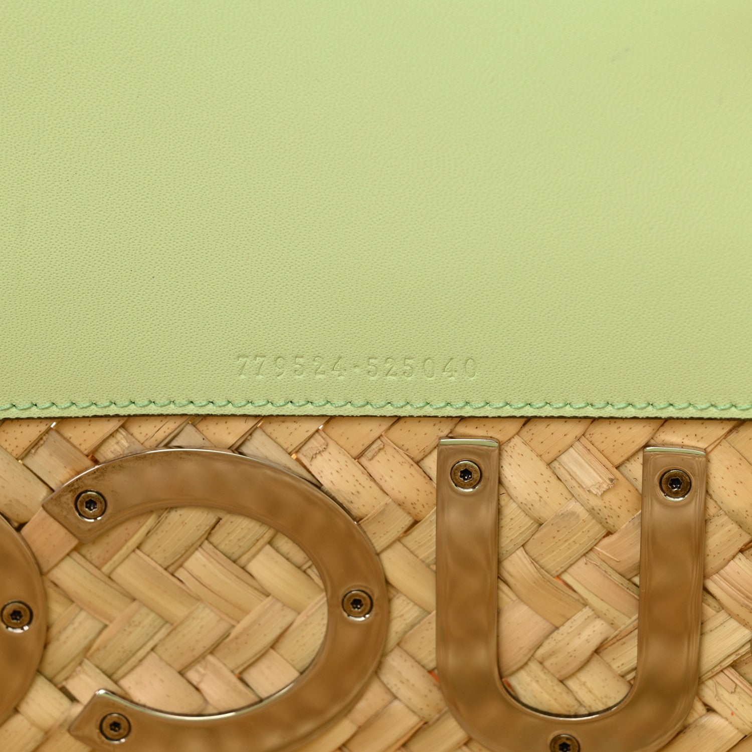 Gucci Straw Calfskin Plexiglass Small Logo Tote Pale Green 7 of 12