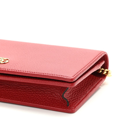 Gucci Dollar Calfskin Mini GG Marmont Chain Wallet Hibiscus Red 10 of 10