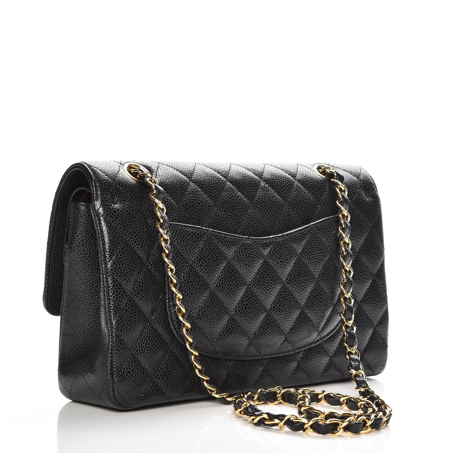 Caviar Quilted Medium Double Flap Black