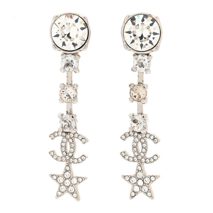 Chanel Crystal Starfall Drop CC Earrings Silver 1 of 4