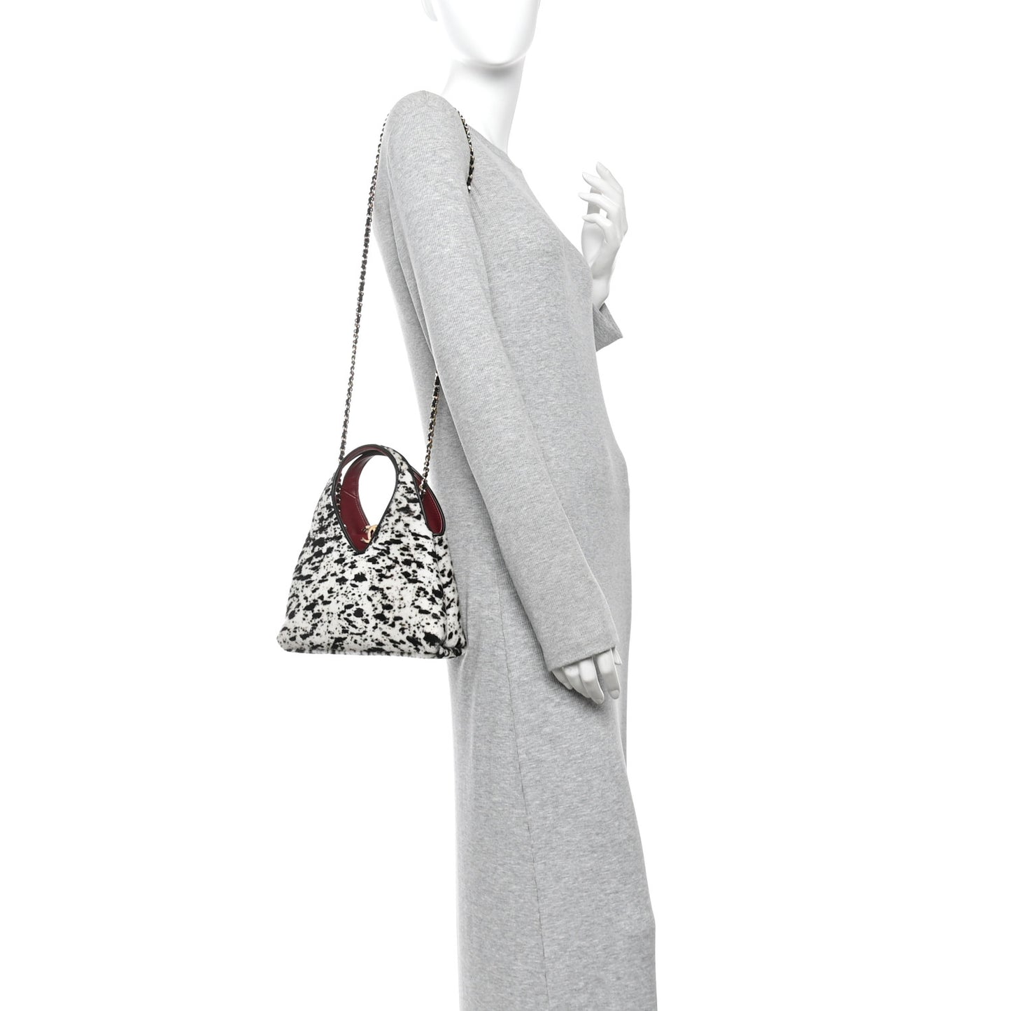 Pony Hair Printed Chic Lady Small Shopping Tote White Black