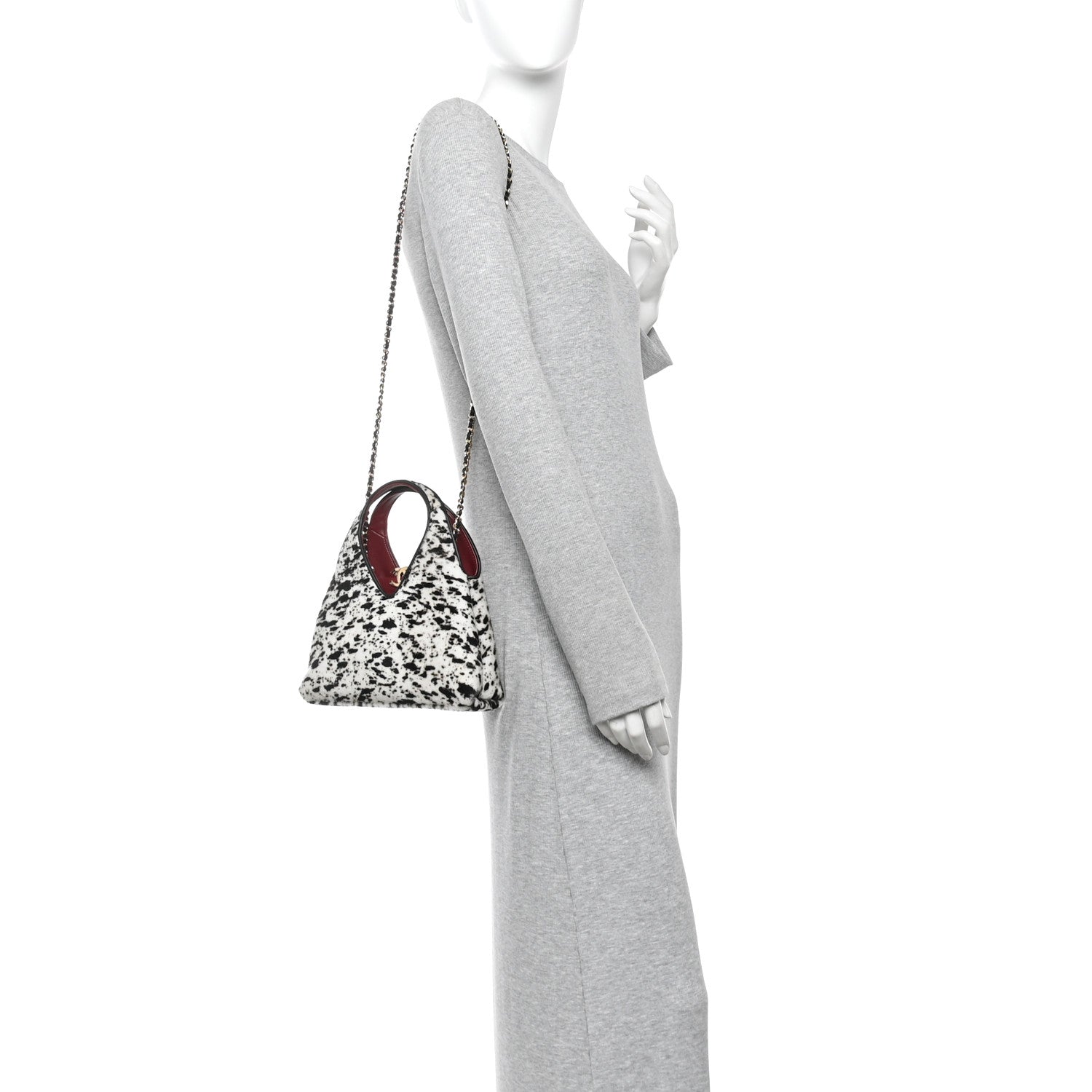 Chanel Pony Hair Printed Chic Lady Small Shopping Tote White Black 2 of 11