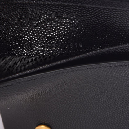 Saint Laurent Grain De Poudre Matelasse Chevron Monogram Compact Zip Around Wallet Black 7 of 7