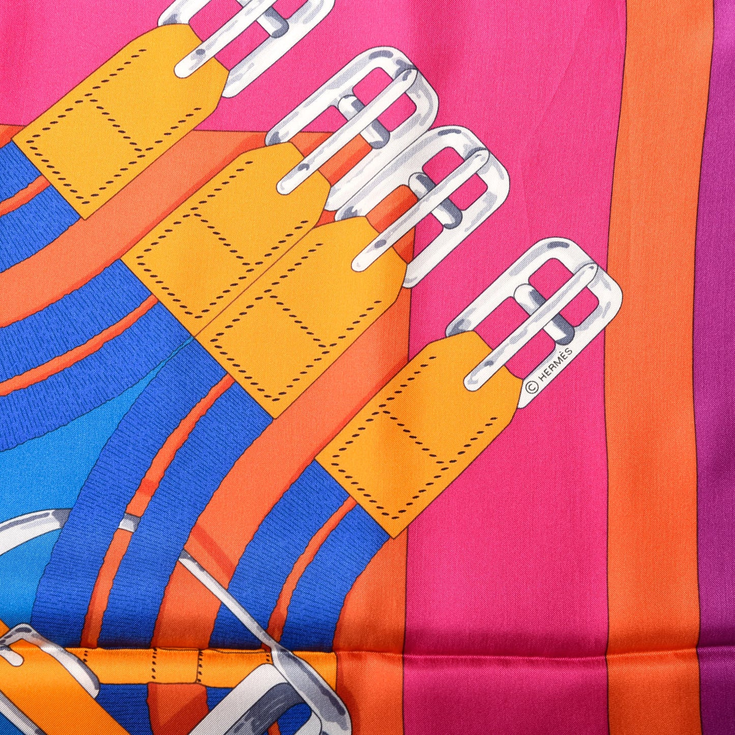 Silk Mors A Jouet Scarf 140 Fuchsia Cobalt Capucine