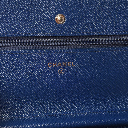 Chanel Caviar Quilted Wallet On Chain WOC Navy Blue 8 of 11