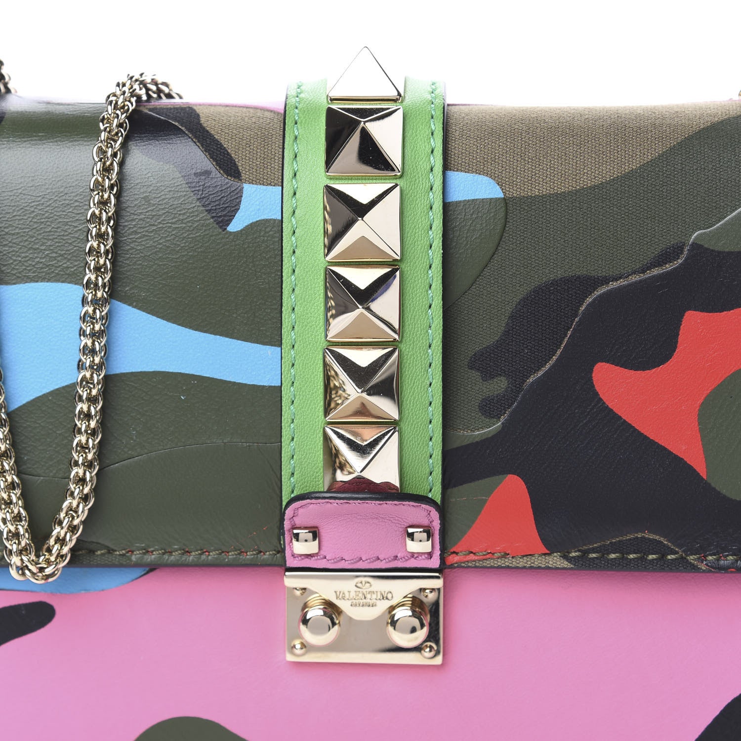 Valentino Garavani Nappa Canvas Camouflage Medium Glam Lock Rockstud Flap Multicolor 11 of 11