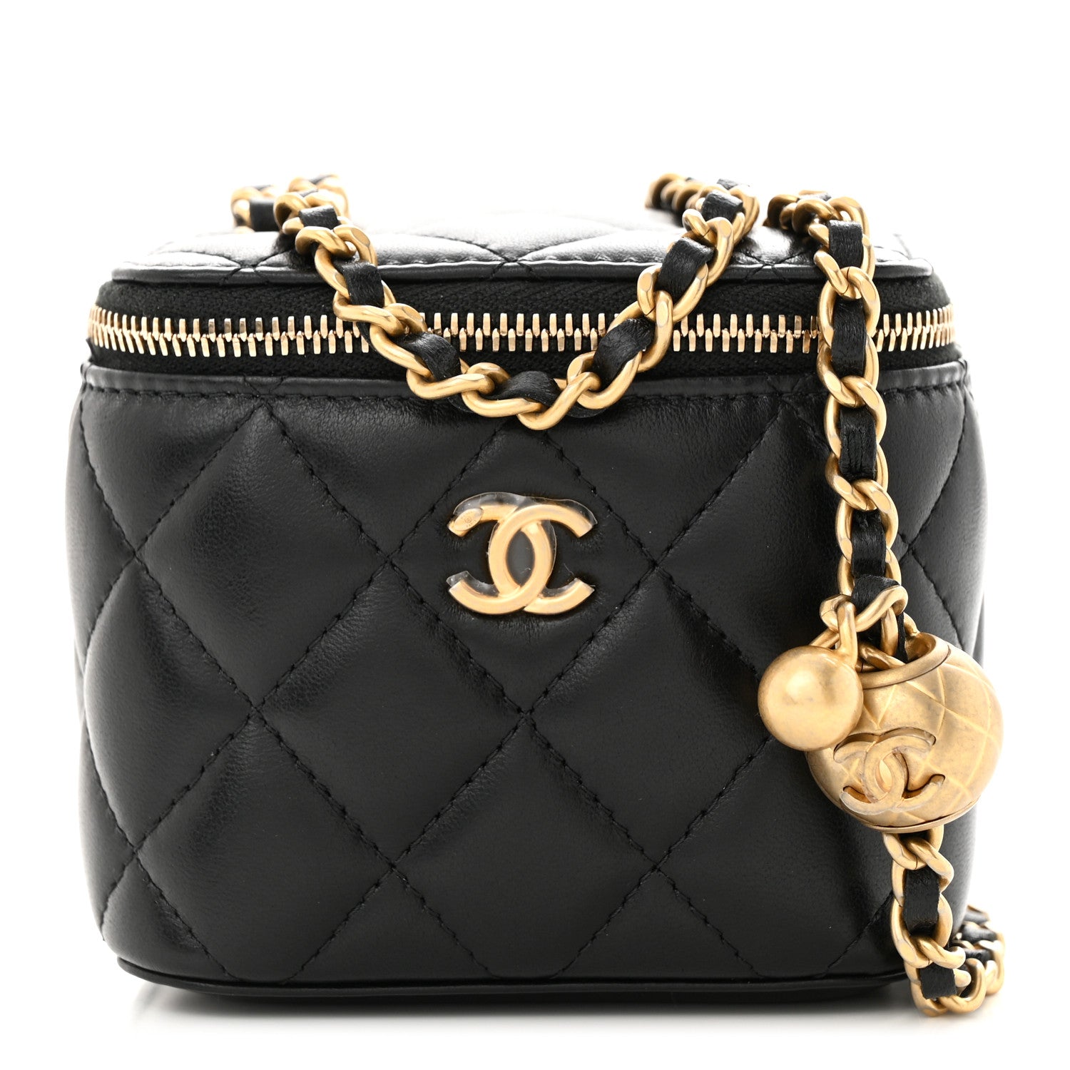Chanel Lambskin Quilted Mini Pearl Crush Vanity Case With Chain Black 1 of 11