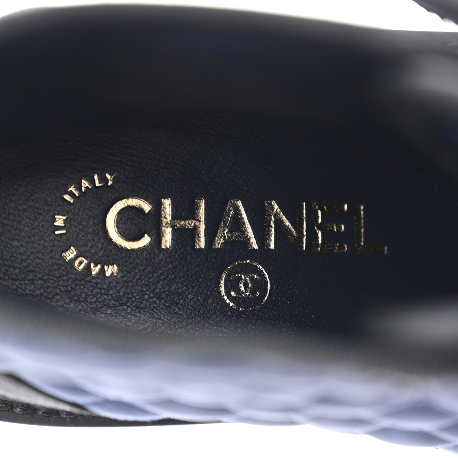 Chanel Fabric Grosgrain Quilted Cap Toe Lace Up Combat Boots 36.5 Navy Black 7 of 9