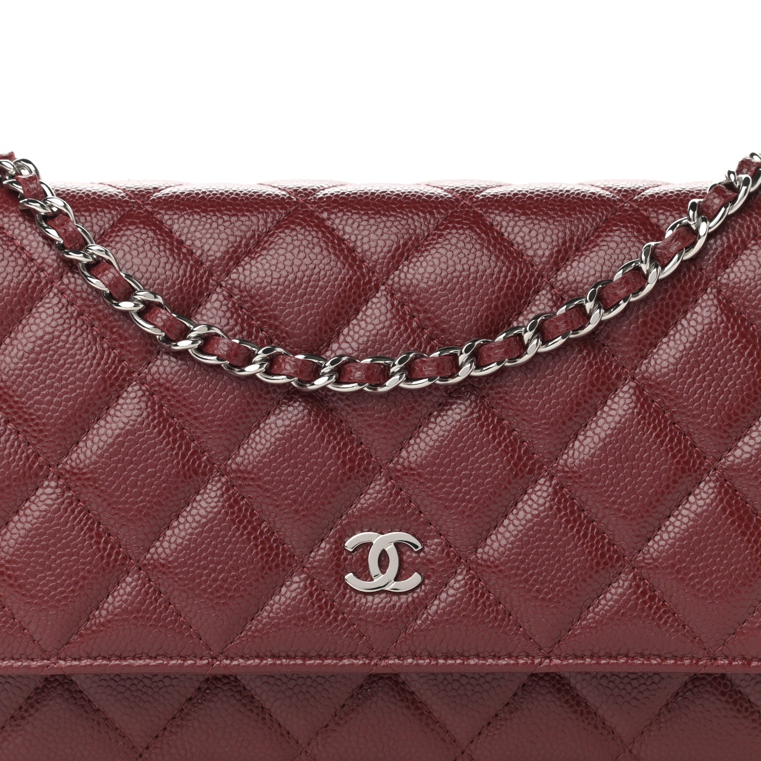 Chanel Caviar Quilted Wallet on Chain WOC Burgundy 9 of 13