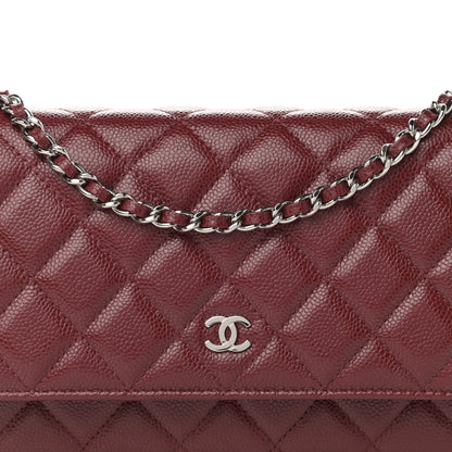 Chanel Caviar Quilted Wallet on Chain WOC Burgundy 9 of 13