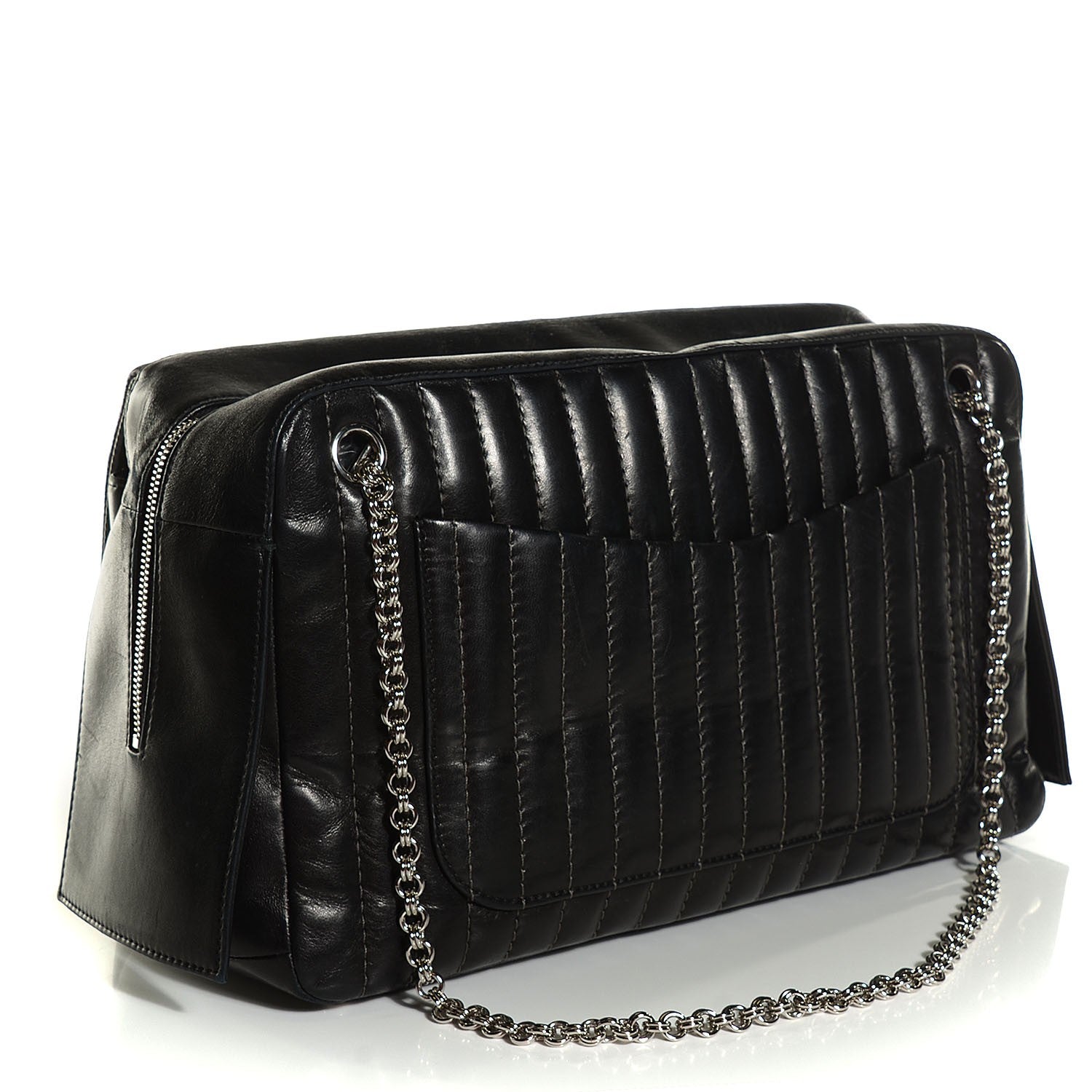 Chanel Lambskin Vertical Quilted Mademoiselle Flap Black 3 of 7