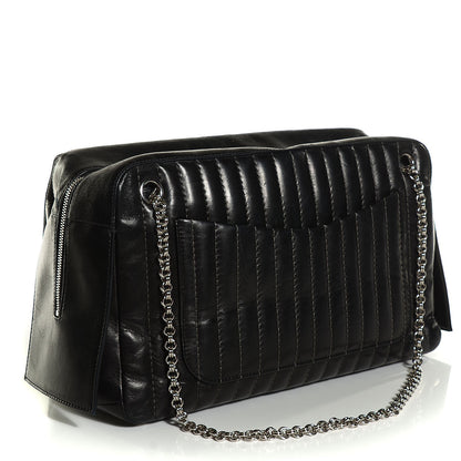 Chanel Lambskin Vertical Quilted Mademoiselle Flap Black 3 of 7