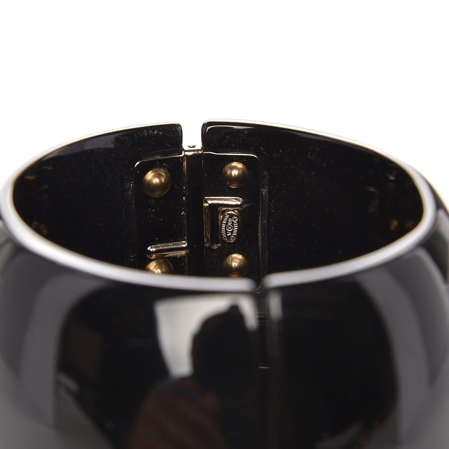 Resin Crystal CC Cuff Bracelet Black