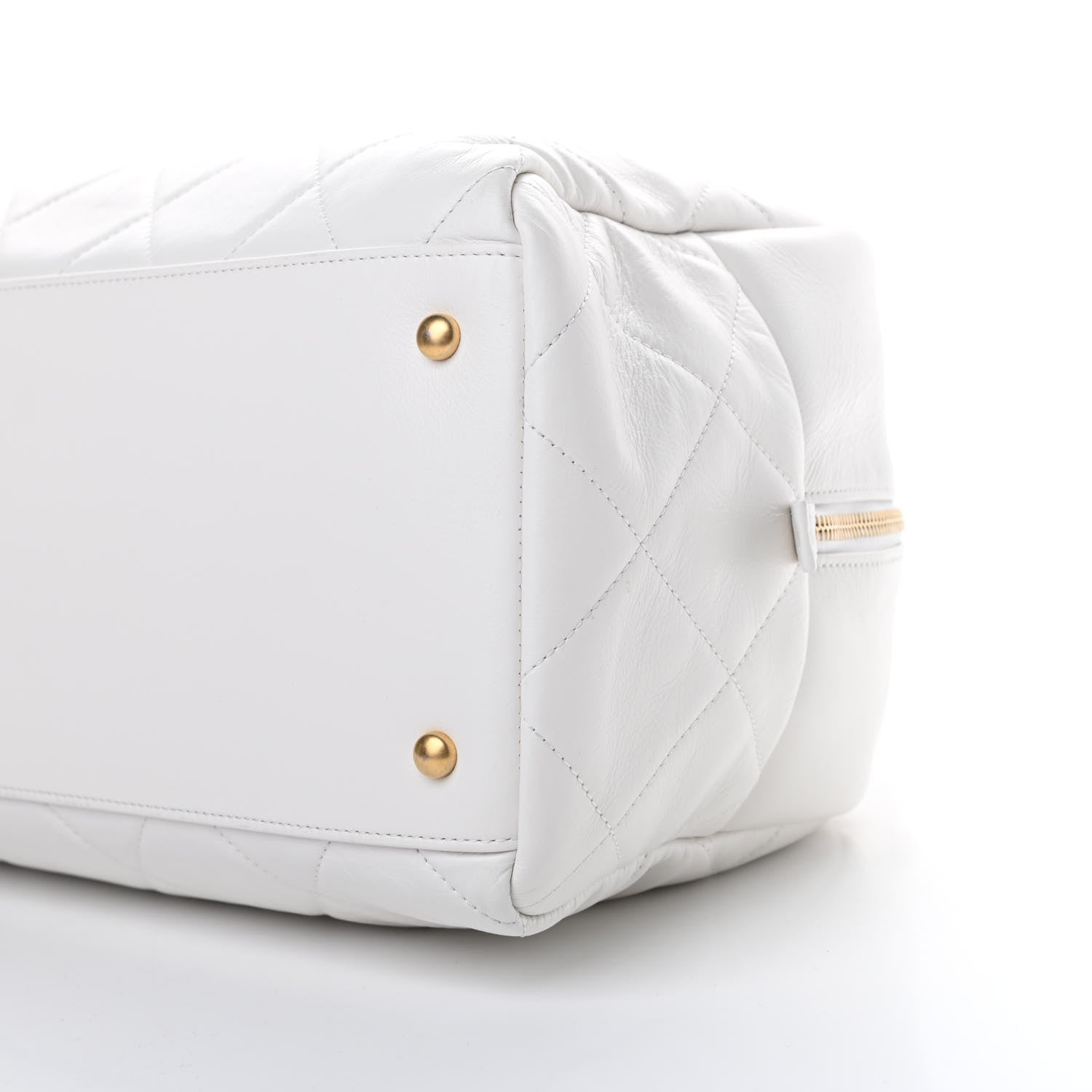 Chanel Calfskin Quilted CC Top Handle Bowling Bag White 10 of 11