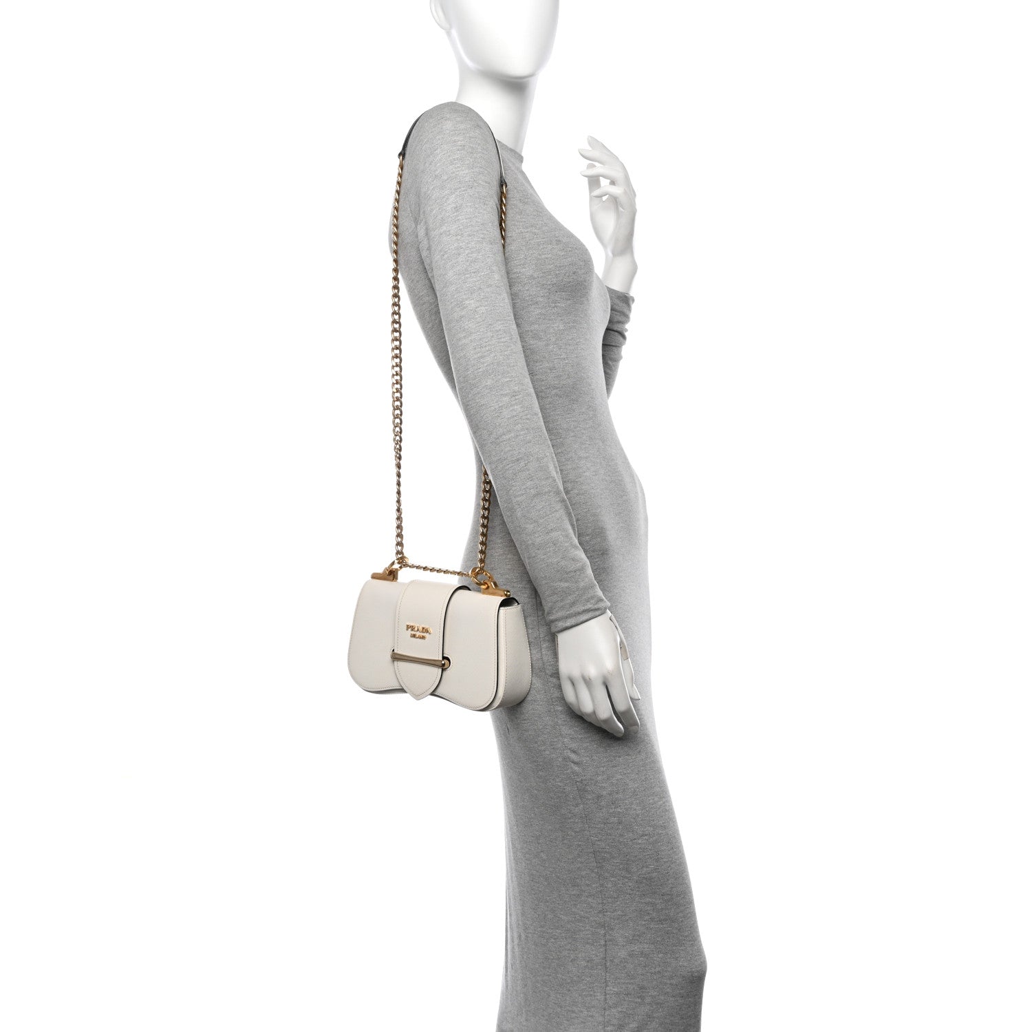 Prada Saffiano Lux Sidonie Small Chain Crossbody Bag White 2 of 10