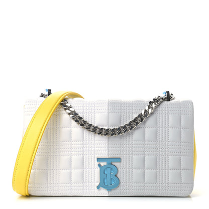 Burberry Lambskin Quilted Small Lola Bag White Grey Yellow 1 of 9