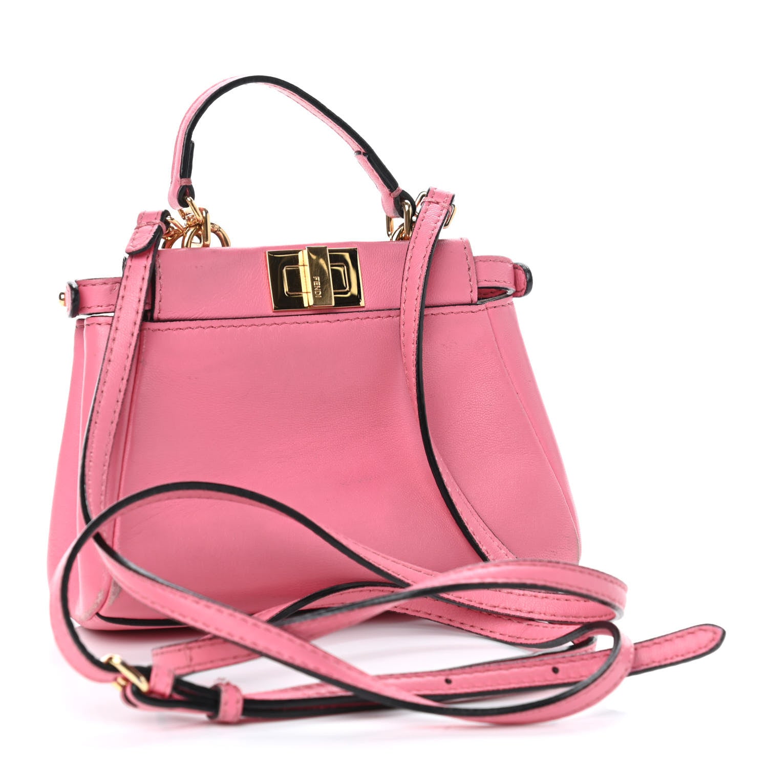 Fendi Shiny Nappa Micro Peekaboo Iconic Satchel Rosa Fluo 2 of 6
