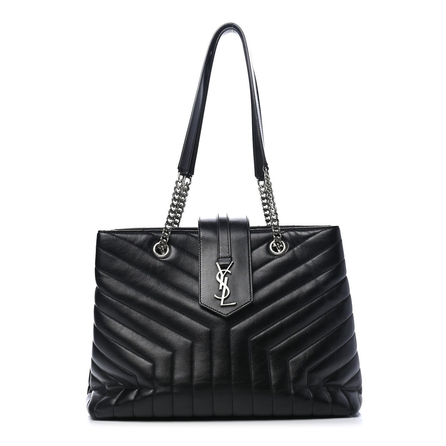 Saint Laurent Calfskin Y Quilted Monogram Large Loulou Shopper Black 1 of 9