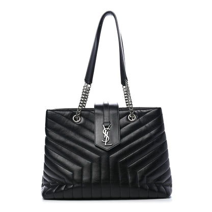 Saint Laurent Calfskin Y Quilted Monogram Large Loulou Shopper Black 1 of 9