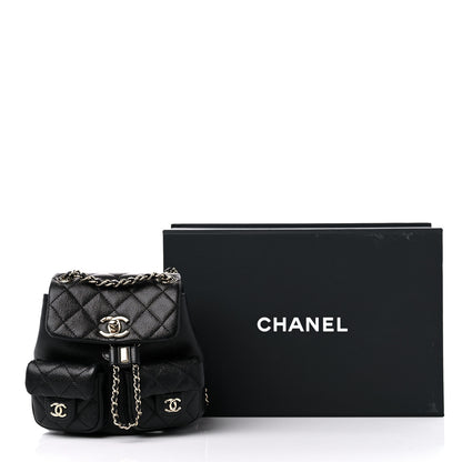 Chanel Shiny Caviar Quilted Small Duma Pockets Drawstring Backpack Black 11 of 11