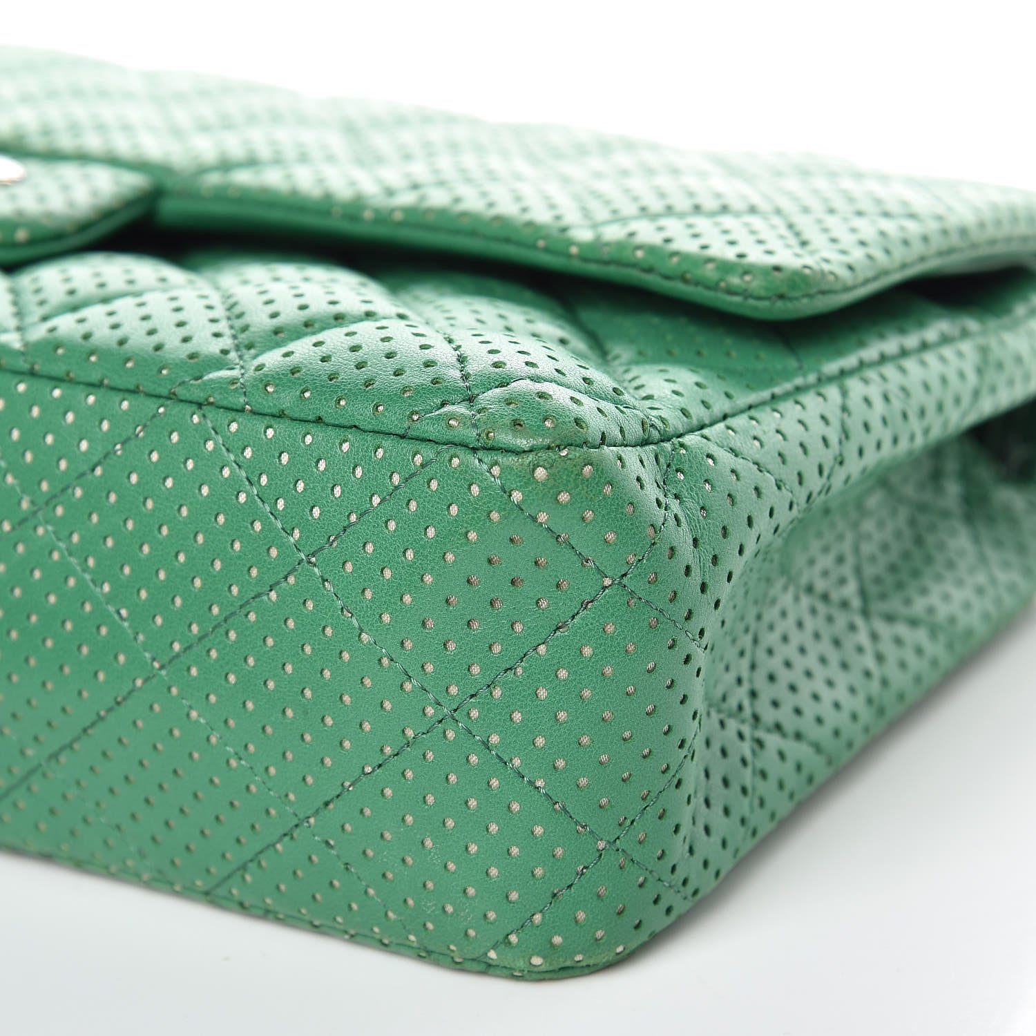 Chanel Lambskin Perforated Medium Double Flap Green 6 of 15