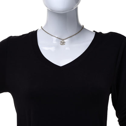 Chanel Pearl Crystal CC Pendant Necklace Gold 2 of 6