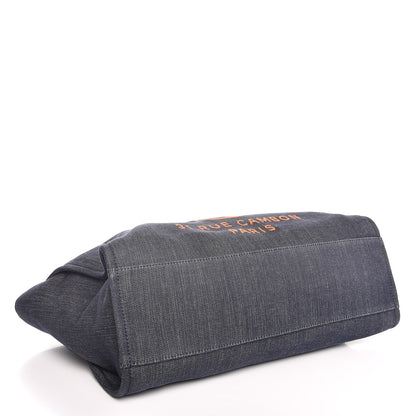 Chanel Denim Large Deauville Tote Blue Orange 4 of 7