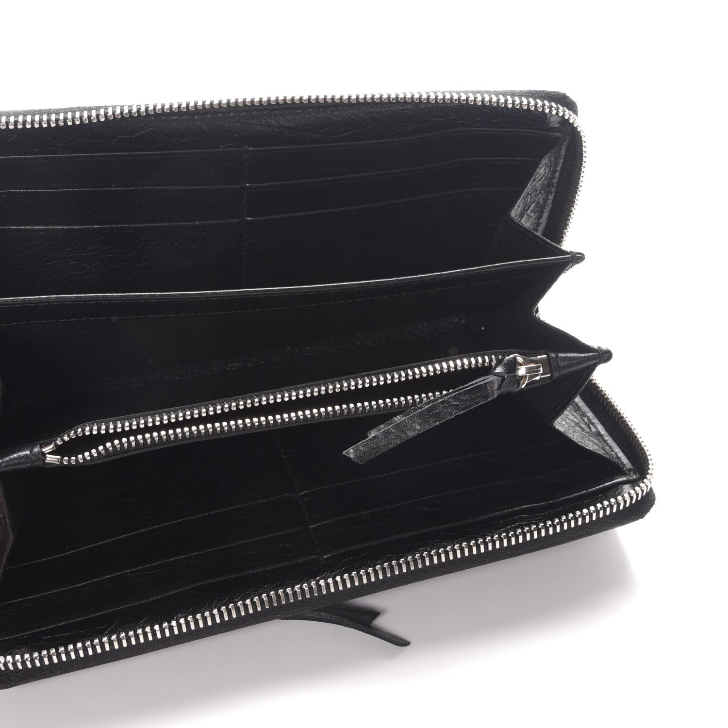 Balenciaga Agneau Classic Silver Hardware Continental Zip Around Wallet Black 5 of 8
