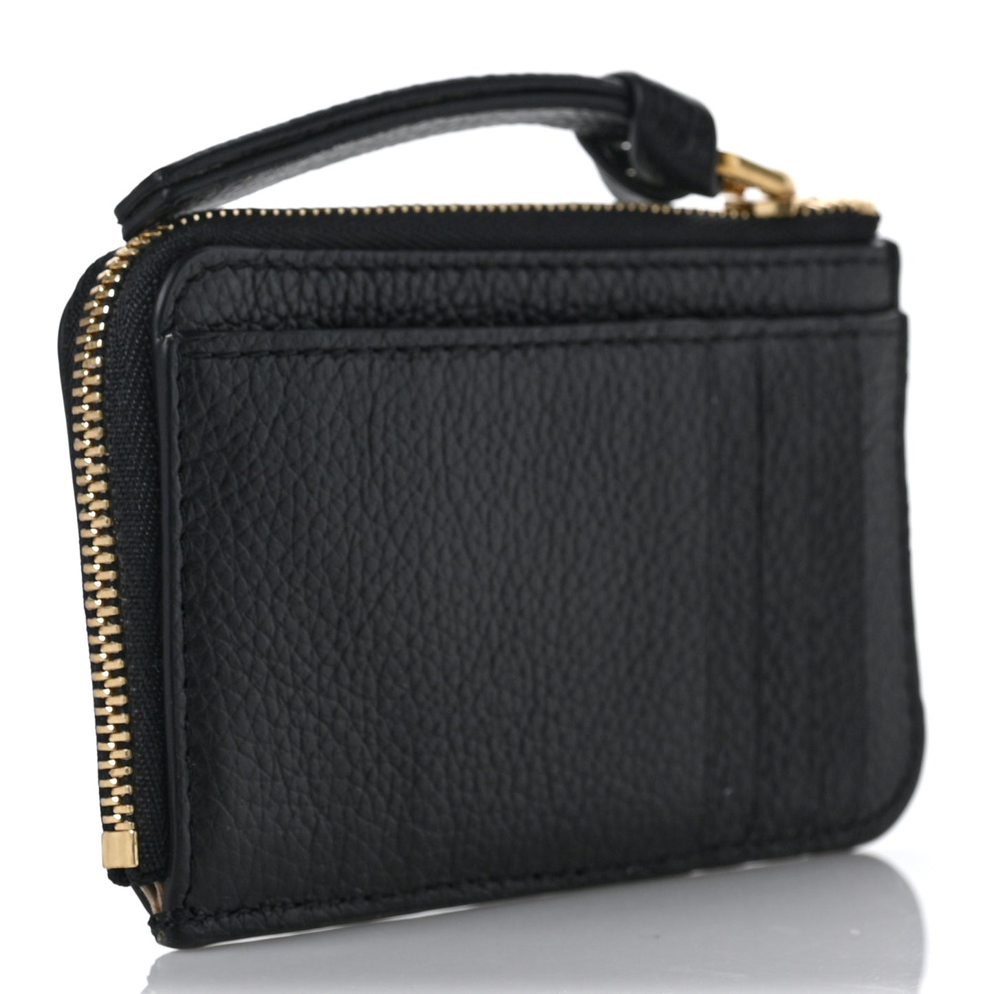 Grained Calfskin Alphabet Purse Wallet Black