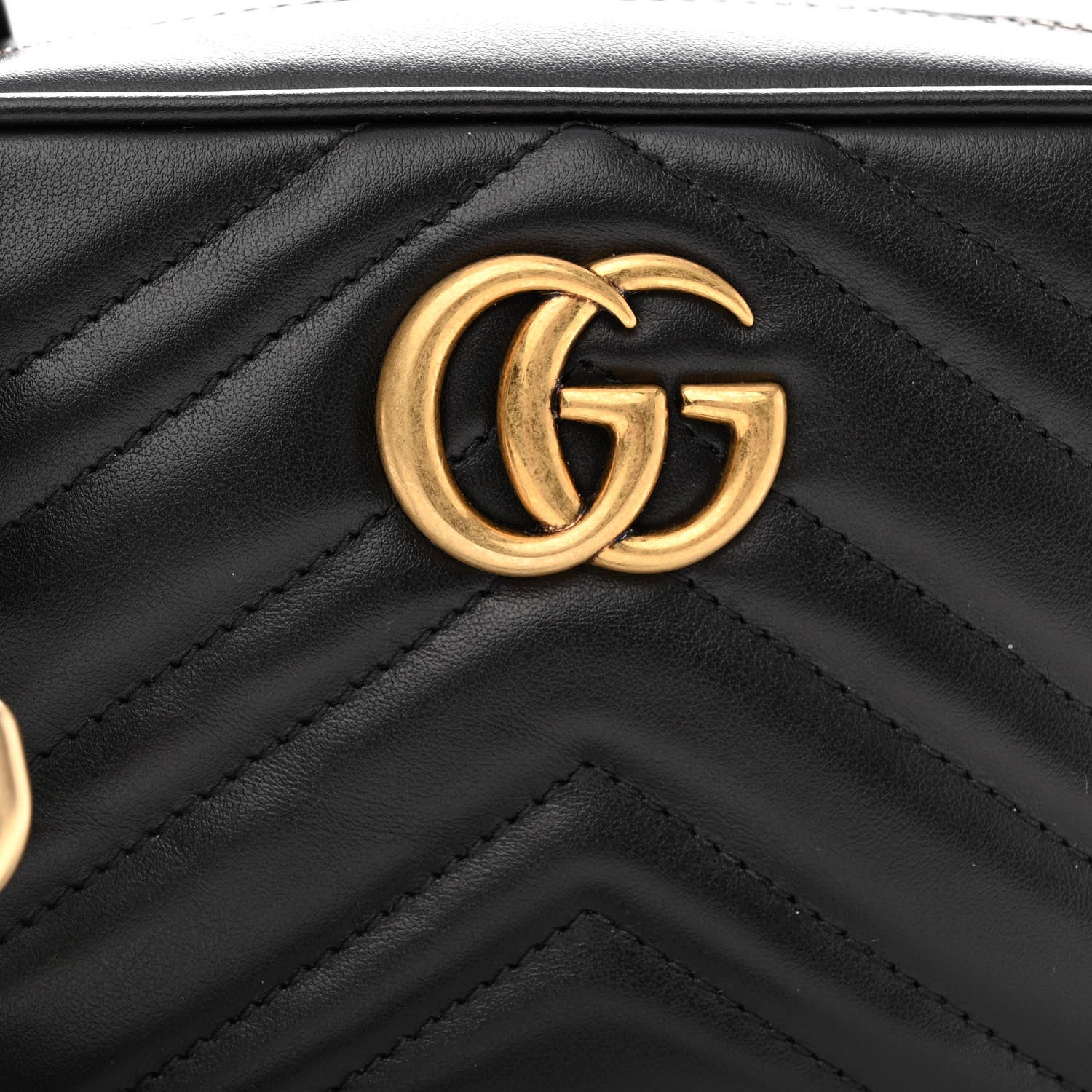 Gucci Calfskin Matelasse Mini GG Marmont Chain Shoulder Bag Black 8 of 10
