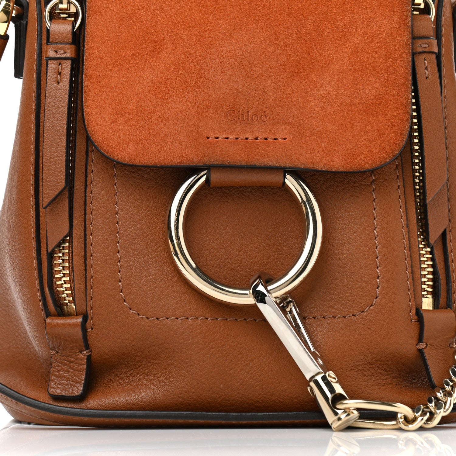 Chloe Suede Calfskin Mini Faye Backpack Tan 8 of 10
