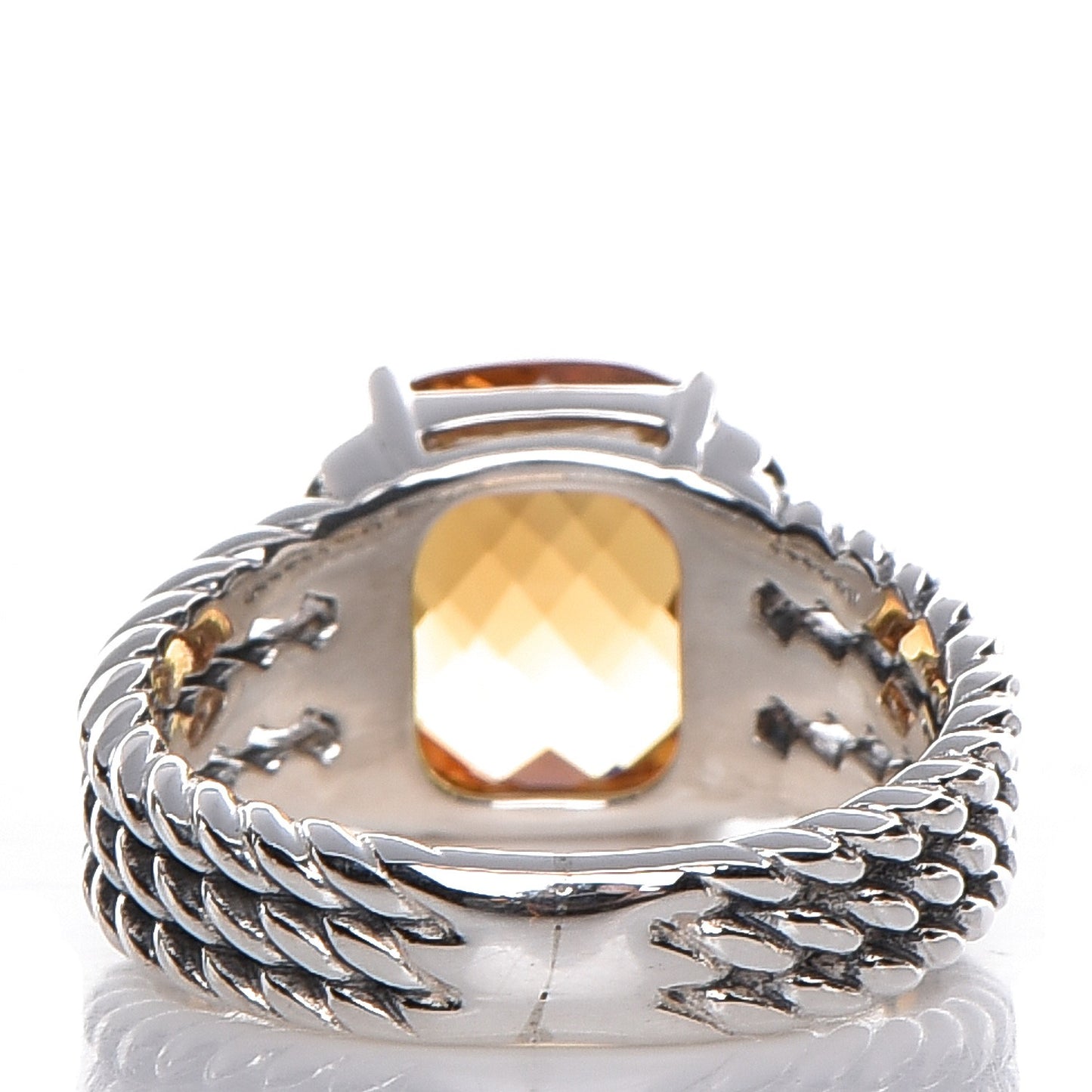 Sterling Silver Diamond Citrine 10mm Petite Wheaton Ring 48 4.5