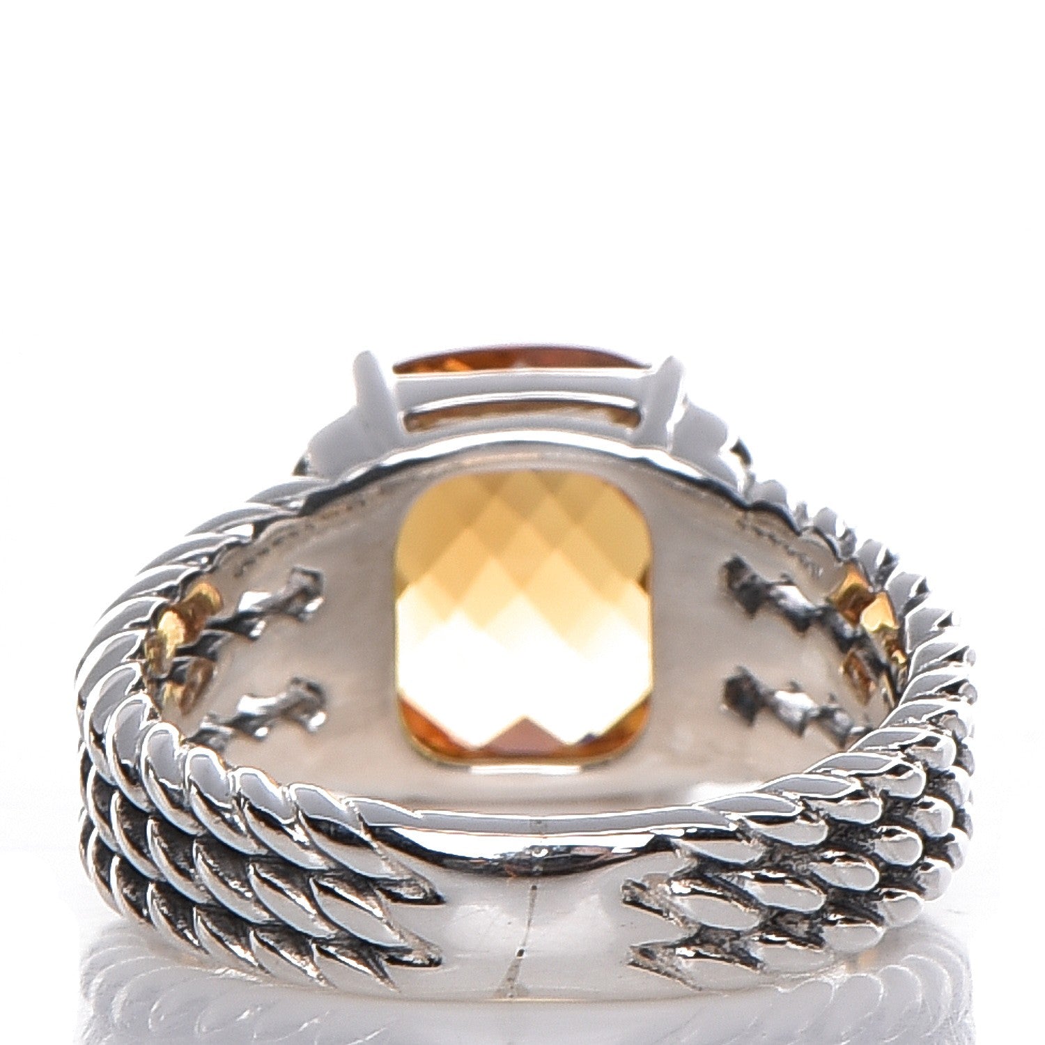 David Yurman Sterling Silver Diamond Citrine 10mm Petite Wheaton Ring 48 4.5 3 of 4