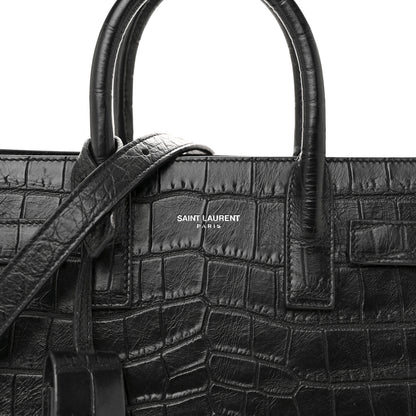 Saint Laurent Calfskin Crocodile Embossed Nano Sac De Jour Black 8 of 13