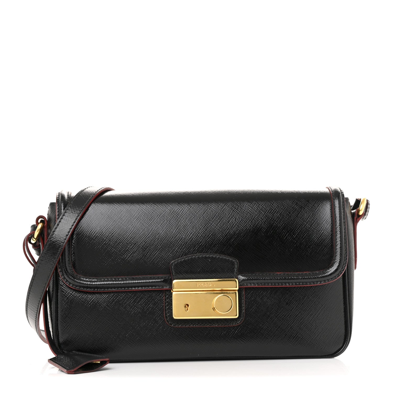 Prada Saffiano Vernice Sound Shoulder Bag Black 1 of 15