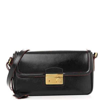 Prada Saffiano Vernice Sound Shoulder Bag Black 1 of 15