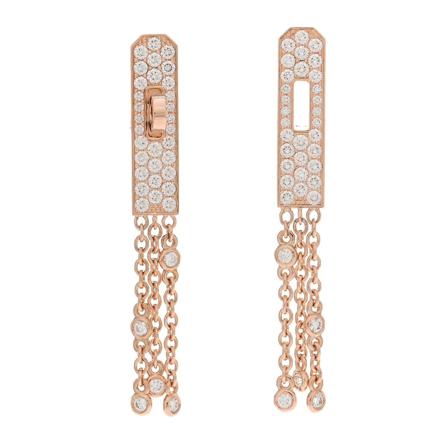 18K Rose Gold Diamond Kelly Gavroche Pave Earrings