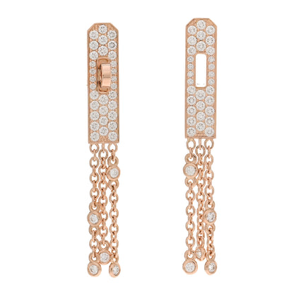 Hermes 18K Rose Gold Diamond Kelly Gavroche Pave Earrings 1 of 5