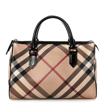 Burberry Nova Check Patent Small Chester Bowling Bag Black 1 of 9