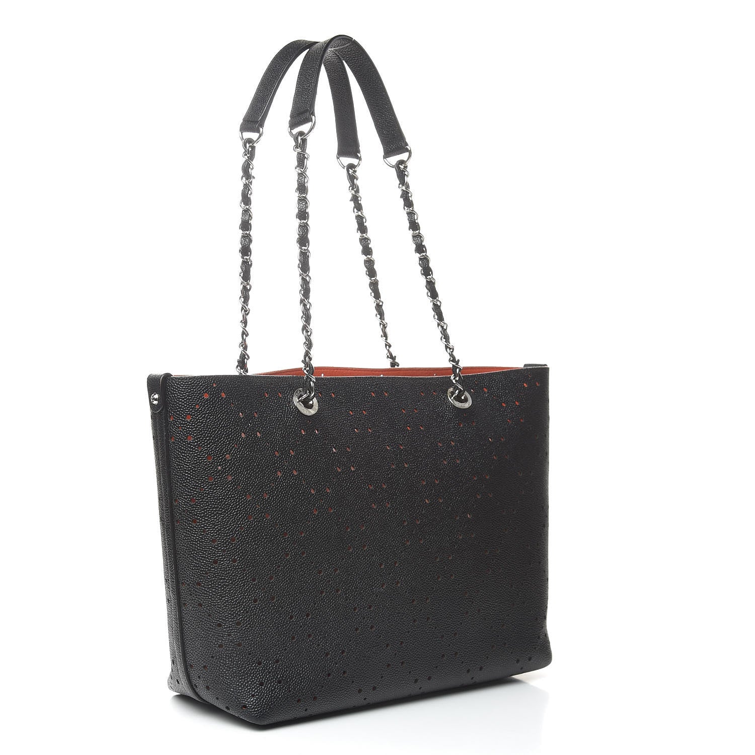 Chanel Perforated Grained Calfskin Large Shopping Tote Black 3 of 18