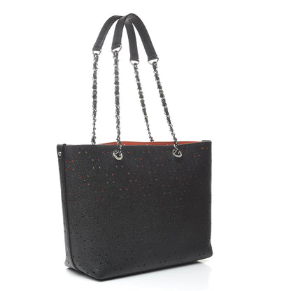 Chanel Perforated Grained Calfskin Large Shopping Tote Black 3 of 18