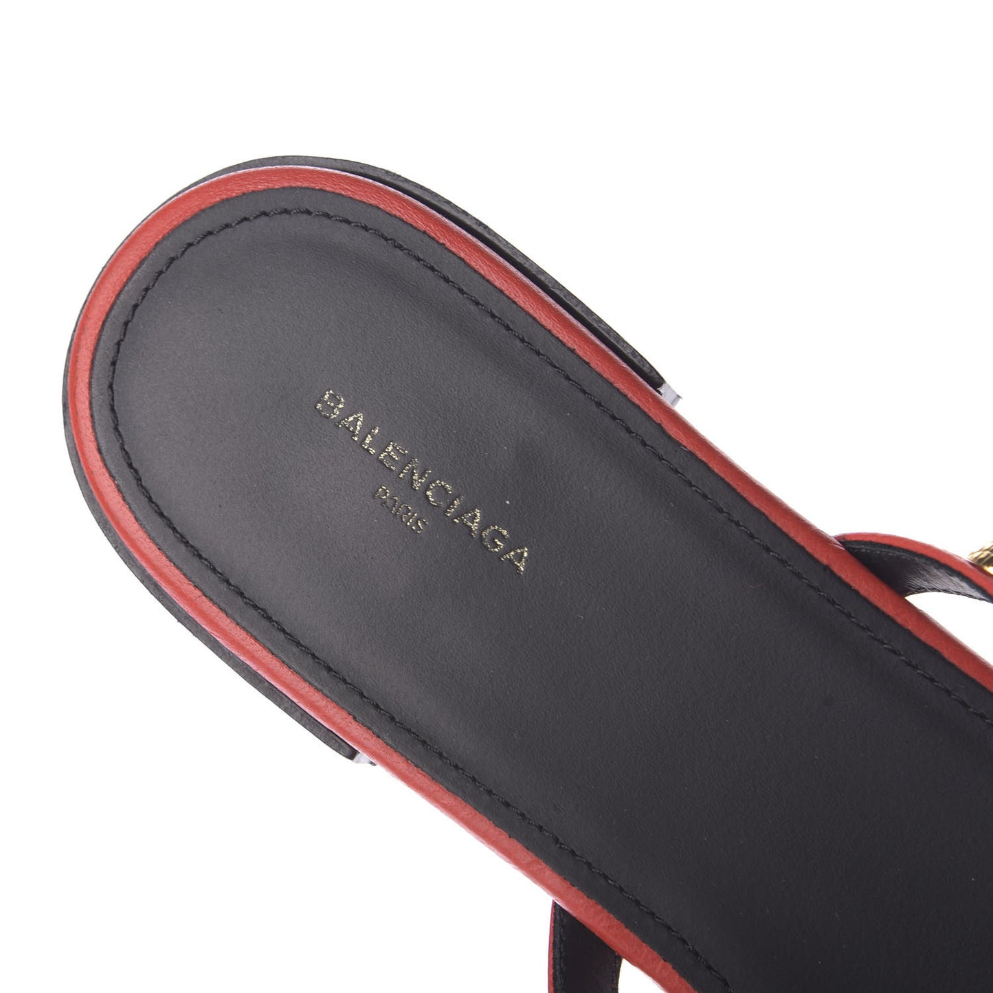 Agneau Lambskin Giant Gold Stud Sandals 39.5 Rouge Vermillion