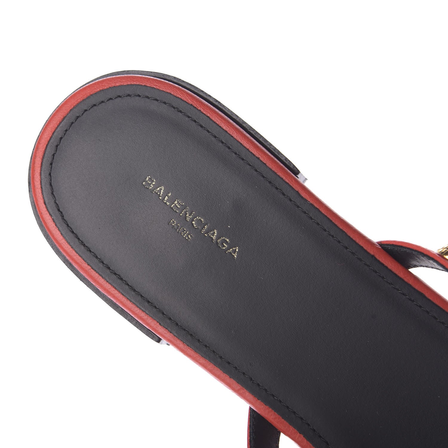 Balenciaga Agneau Lambskin Giant Gold Stud Sandals 39.5 Rouge Vermillion 10 of 13
