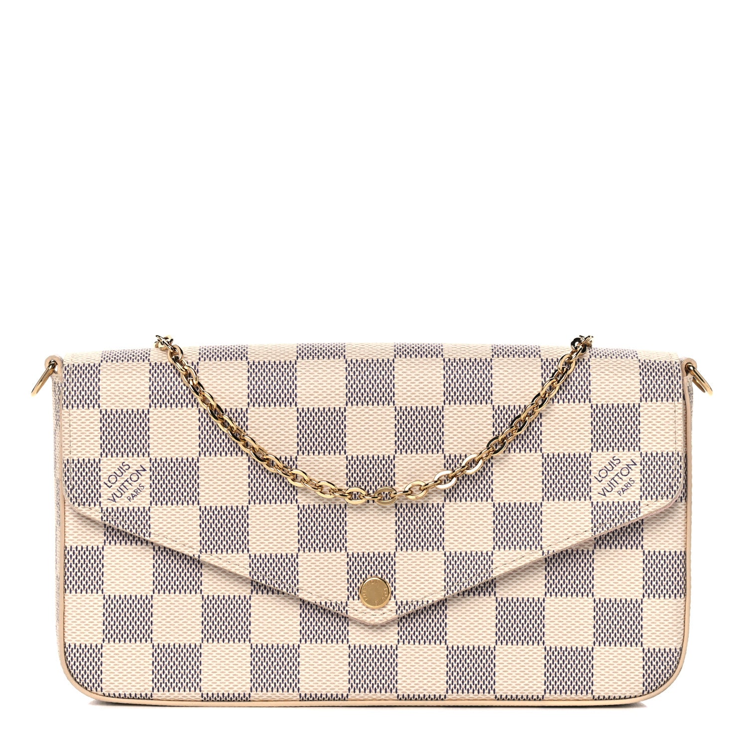 Louis Vuitton Damier Azur Pochette Felicie Chain Wallet Rose Ballerine 1 of 12